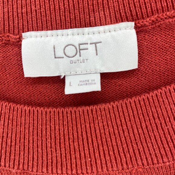 LOFT Sweater Womens Large Orange Knit Stretch Pullover Crew Neck Everyday Casual - Picture 5 of 9